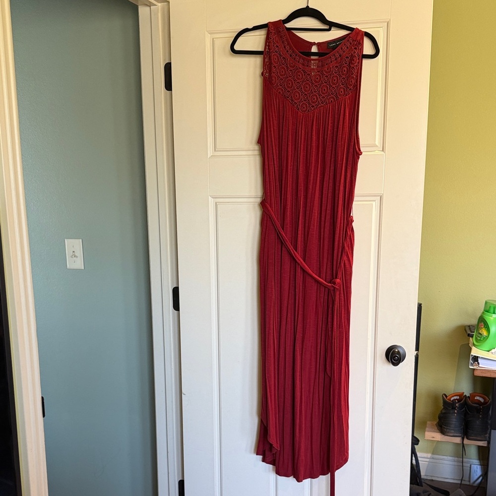 Lane Bryant Red High Low Dress with Lace Accent